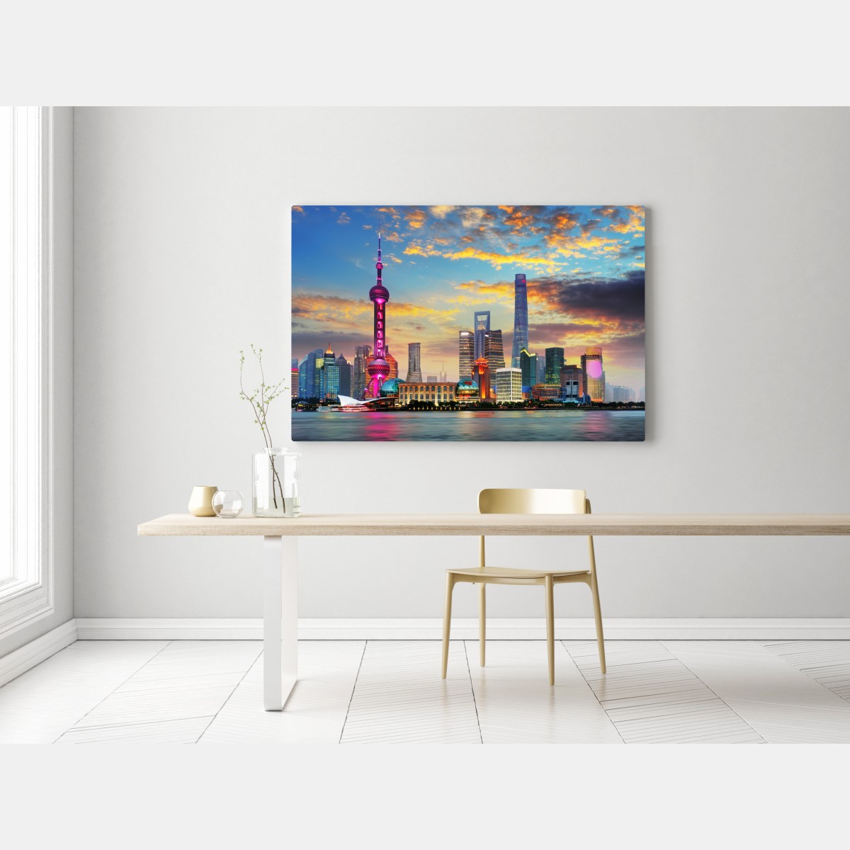 Leinwandbild Shanghai skyline bei sonnenuntergang – Wallnifity® Leinwandbild Shanghai skyline bei sonnenuntergang – Wallnifity®