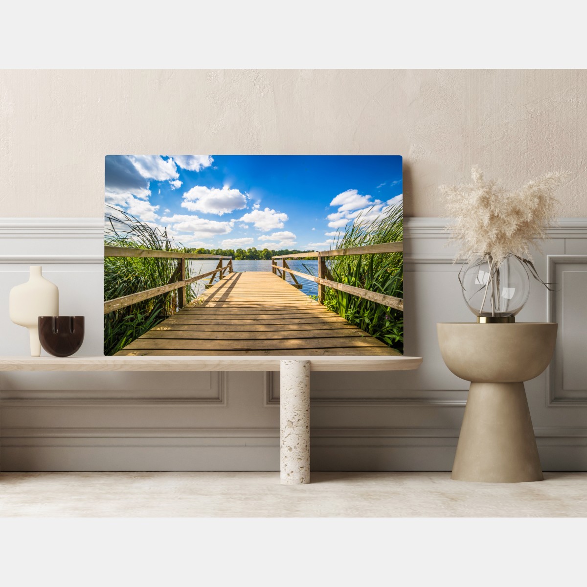 Leinwandbild sonniger steg am see – Wallnifity® Leinwandbild sonniger steg am see – Wallnifity®