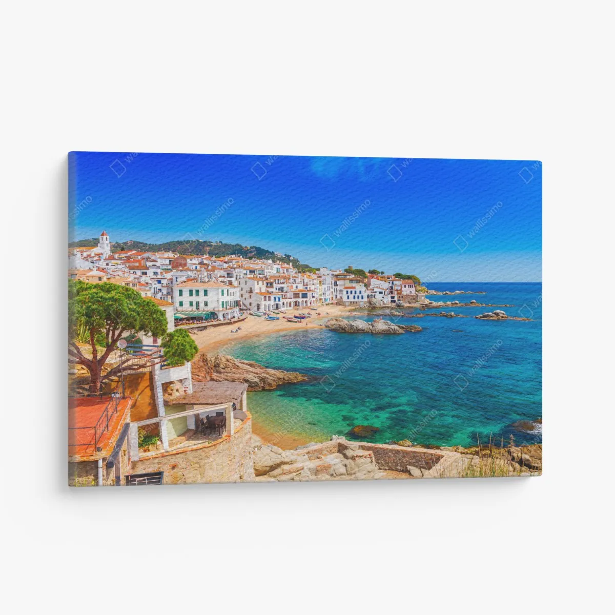 Leinwandbild sonniges mediterranes küstendorf – Wallnifity® Leinwandbild sonniges mediterranes küstendorf – Wallnifity®