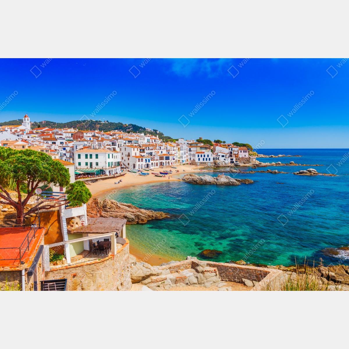 Leinwandbild sonniges mediterranes küstendorf – Wallnifity® Leinwandbild sonniges mediterranes küstendorf – Wallnifity®