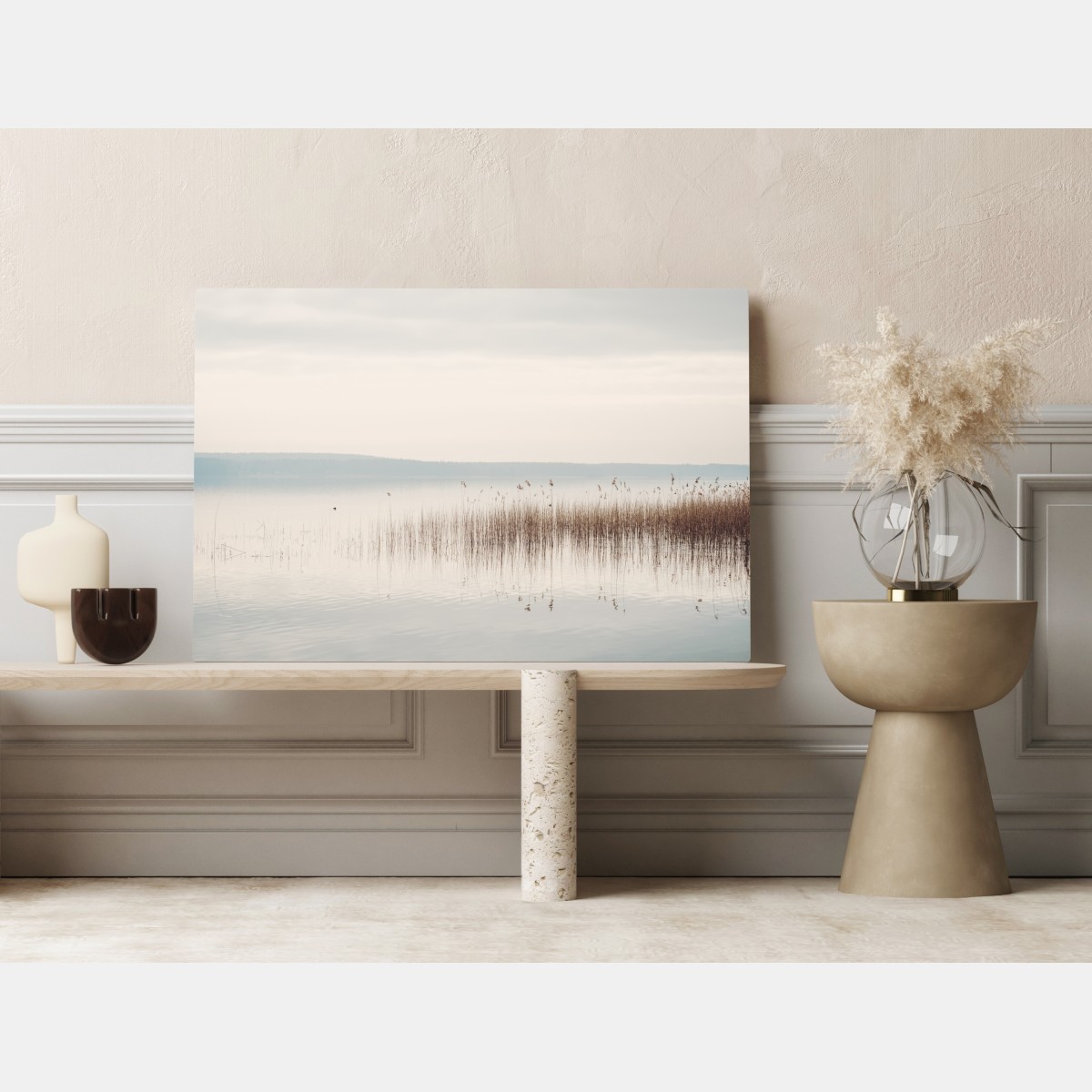 Leinwandbild ruhige schilfzone am see – Wallnifity® Leinwandbild ruhige schilfzone am see – Wallnifity®