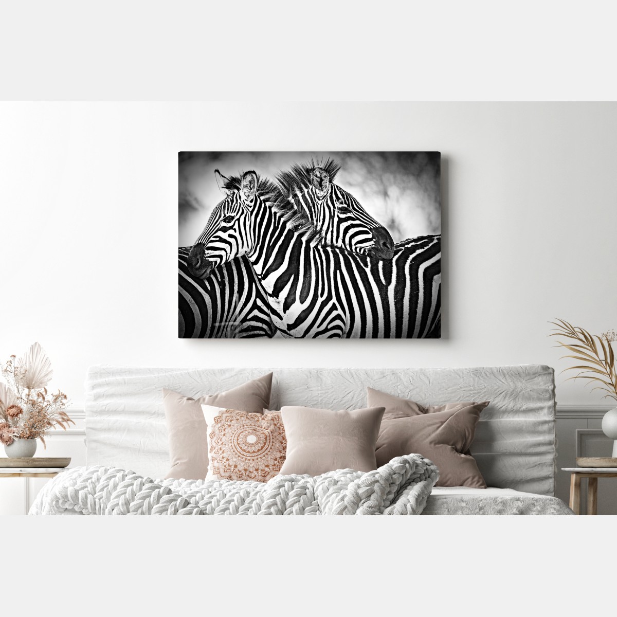 Leinwandbild intimes zebra-porträt in schwarzweiß – Wallnifity® Leinwandbild intimes zebra-porträt in schwarzweiß – Wallnifity®