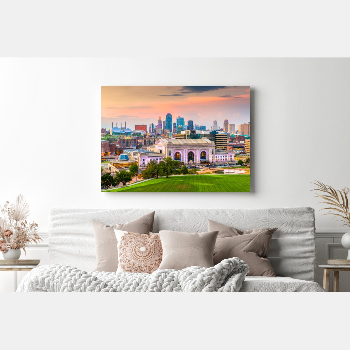 Leinwandbild Kansas City skyline bei dämmerung – Wallnifity® Leinwandbild Kansas City skyline bei dämmerung – Wallnifity®