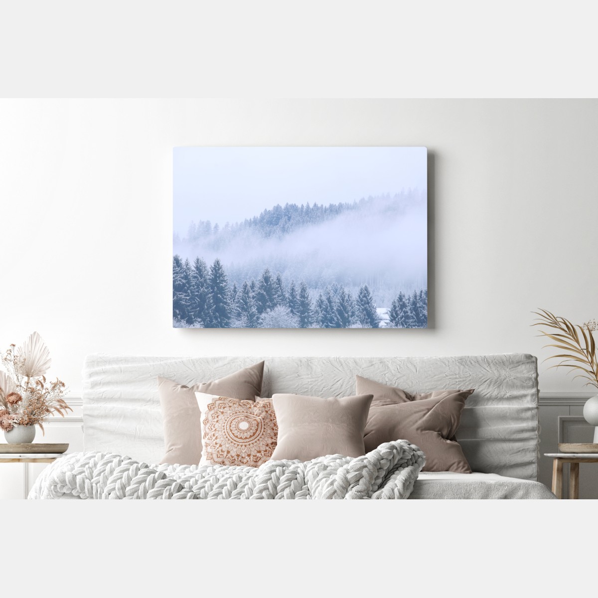 Leinwandbild winternebel über nadelwald – Wallnifity®