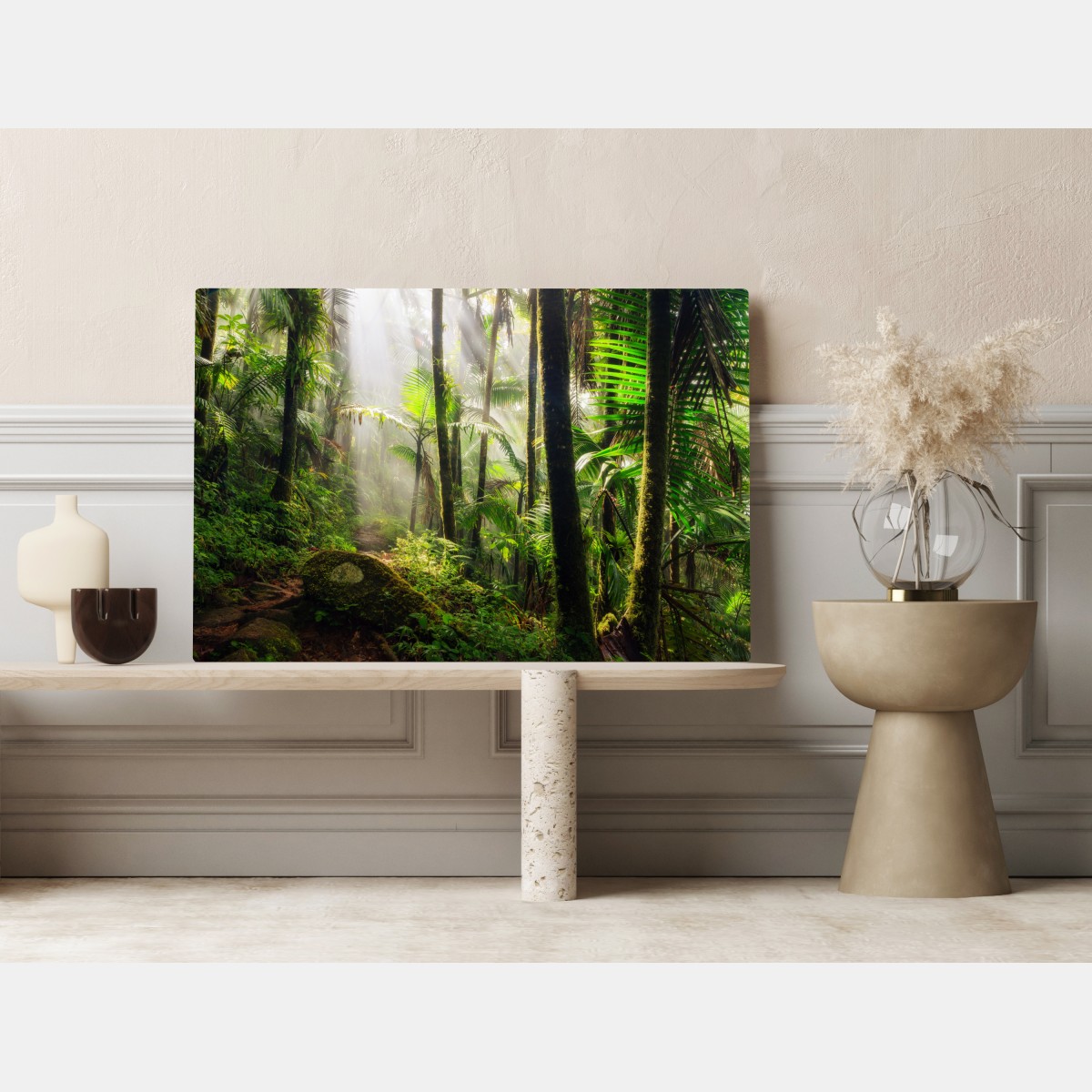 Leinwandbild tropischer regenwald mit sonnenstrahlen – Wallnifity® Leinwandbild tropischer regenwald mit sonnenstrahlen – Wallnifity®