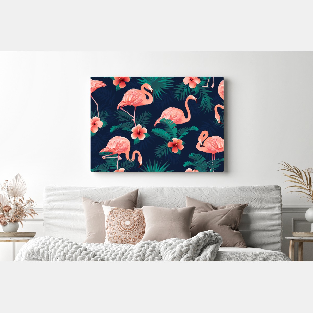 Leinwandbild tropisches rosa flamingo-muster – Wallnifity® Leinwandbild tropisches rosa flamingo-muster – Wallnifity®