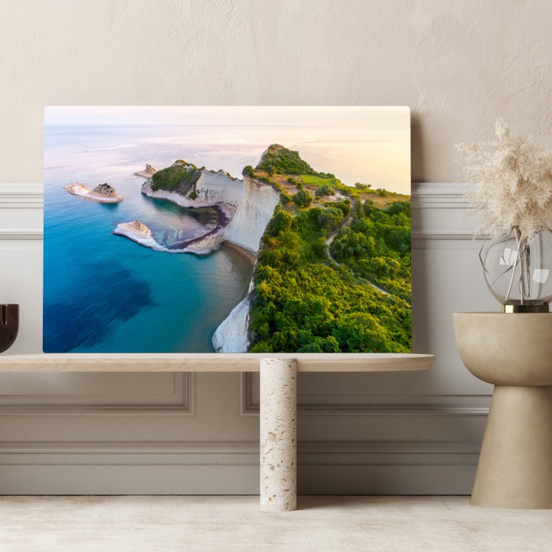 Leinwandbild luftaufnahme von klippen und türkisfarbenem meer – Wallnifity® Leinwandbild luftaufnahme von klippen und türkisfarbenem meer – Wallnifity®