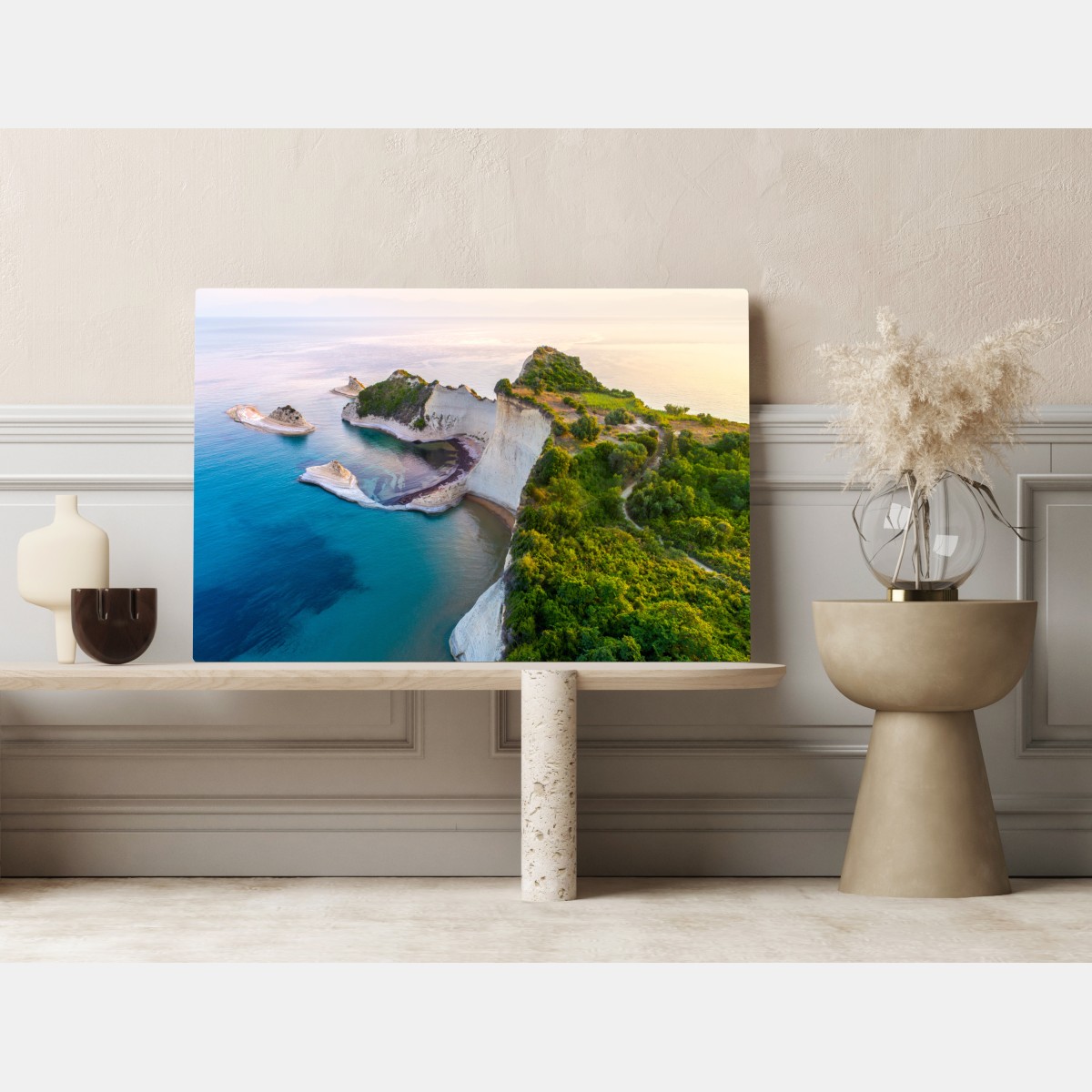 Leinwandbild luftaufnahme von klippen und türkisfarbenem meer – Wallnifity® Leinwandbild luftaufnahme von klippen und türkisfarbenem meer – Wallnifity®