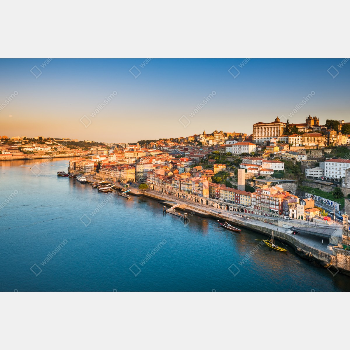 Leinwandbild sonnige Porto ufer-skyline im goldenen licht – Wallnifity® Leinwandbild sonnige Porto ufer-skyline im goldenen licht – Wallnifity®