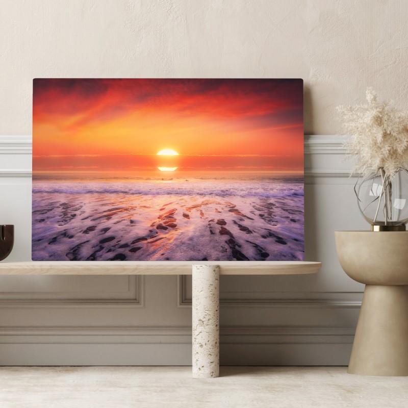 Leinwandbild goldener sonnenuntergang über ruhigem strand – Wallnifity® Leinwandbild goldener sonnenuntergang über ruhigem strand – Wallnifity®