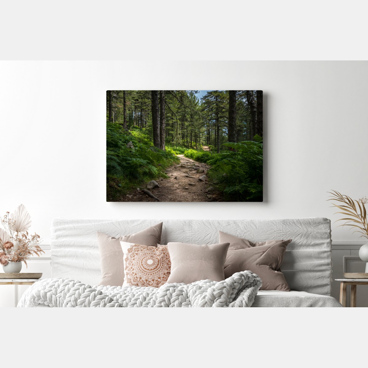 Leinwandbild ruhiger waldpfad durch üppiges grün – Wallnifity® Leinwandbild ruhiger waldpfad durch üppiges grün – Wallnifity®