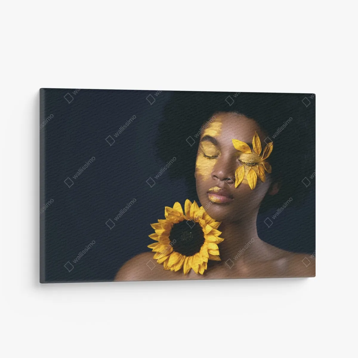 Leinwandbild sonnenblumen muse: florales gesichtsporträt – Wallnifity®