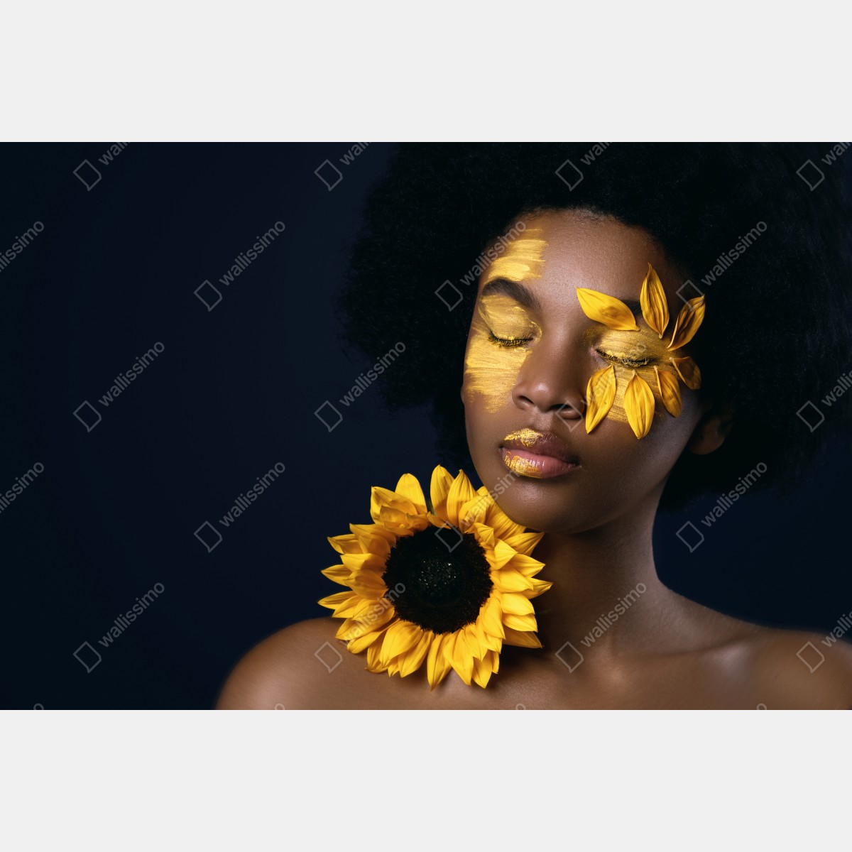 Leinwandbild sonnenblumen muse: florales gesichtsporträt – Wallnifity®