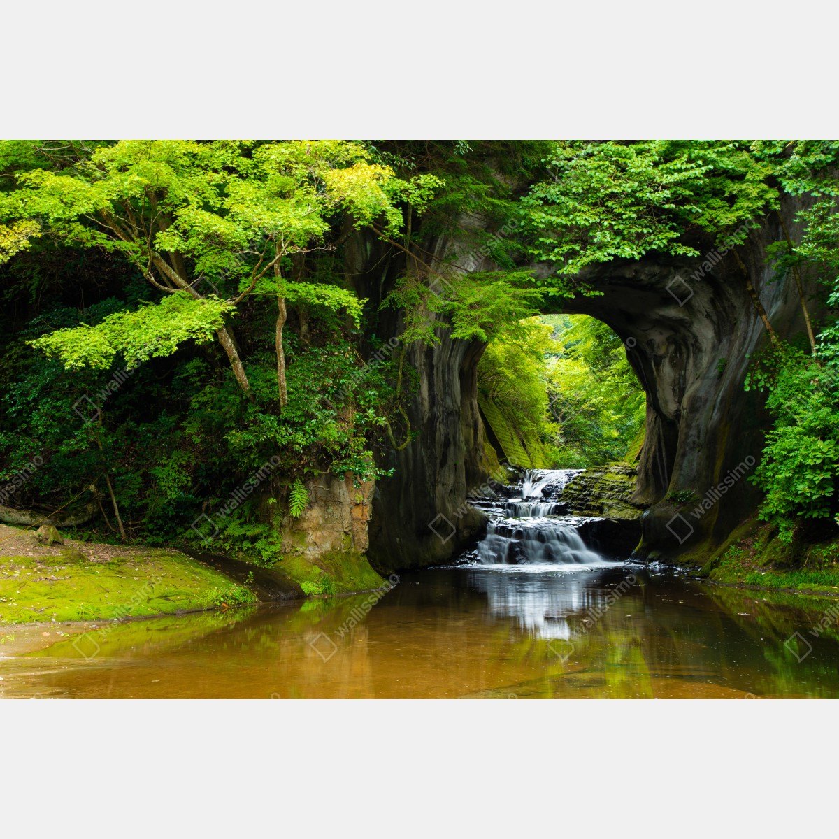 Leinwandbild geheimer wasserfall im felsbogen – Wallnifity® Leinwandbild geheimer wasserfall im felsbogen – Wallnifity®