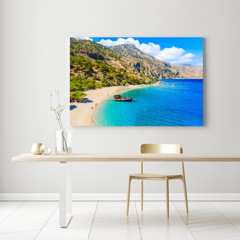 Leinwandbild segelboot am Apella strand, Karpathos – Wallnifity® Leinwandbild segelboot am Apella strand, Karpathos – Wallnifity®