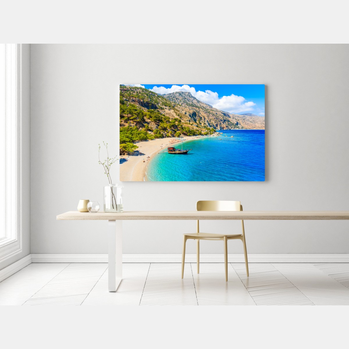 Leinwandbild segelboot am Apella strand, Karpathos – Wallnifity® Leinwandbild segelboot am Apella strand, Karpathos – Wallnifity®