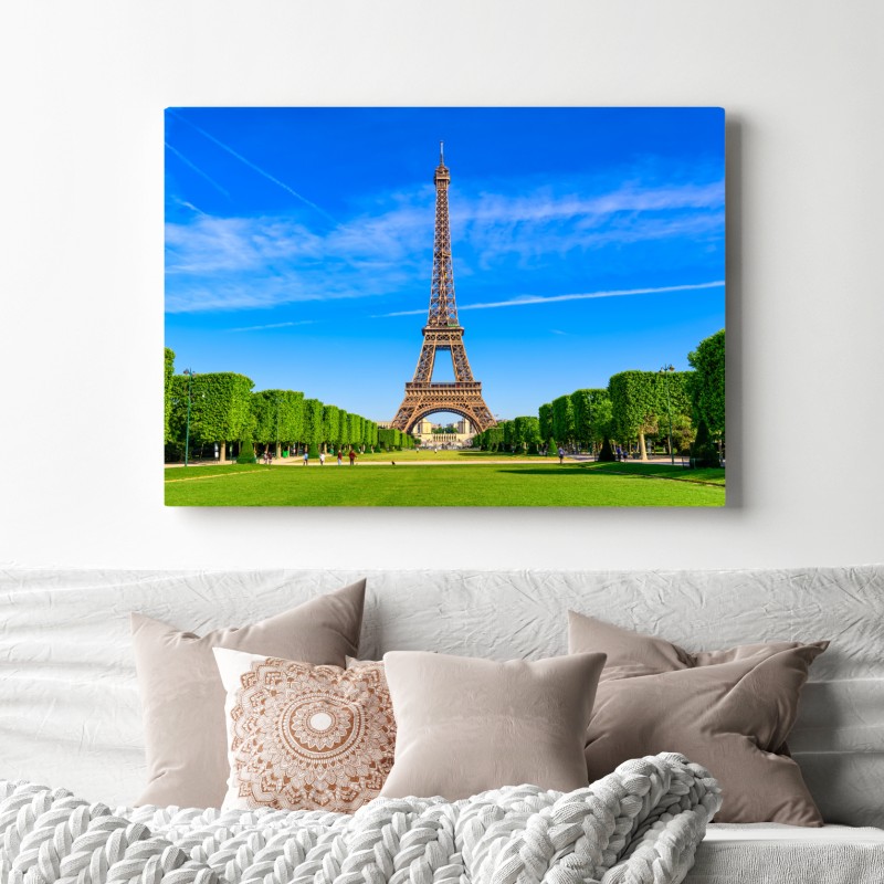Leinwandbild Eiffelturm am Champ de Mars, lebendige pariser skyline – Wallnifity® Leinwandbild Eiffelturm am Champ de Mars, lebendige pariser skyline – Wallnifity®