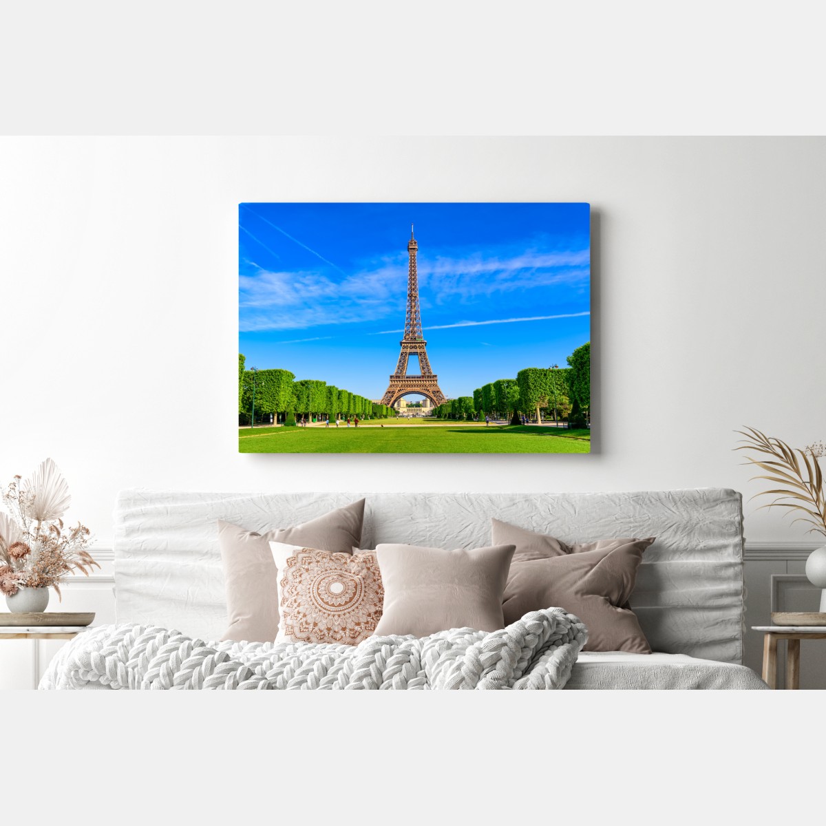 Leinwandbild Eiffelturm am Champ de Mars, lebendige pariser skyline – Wallnifity® Leinwandbild Eiffelturm am Champ de Mars, lebendige pariser skyline – Wallnifity®