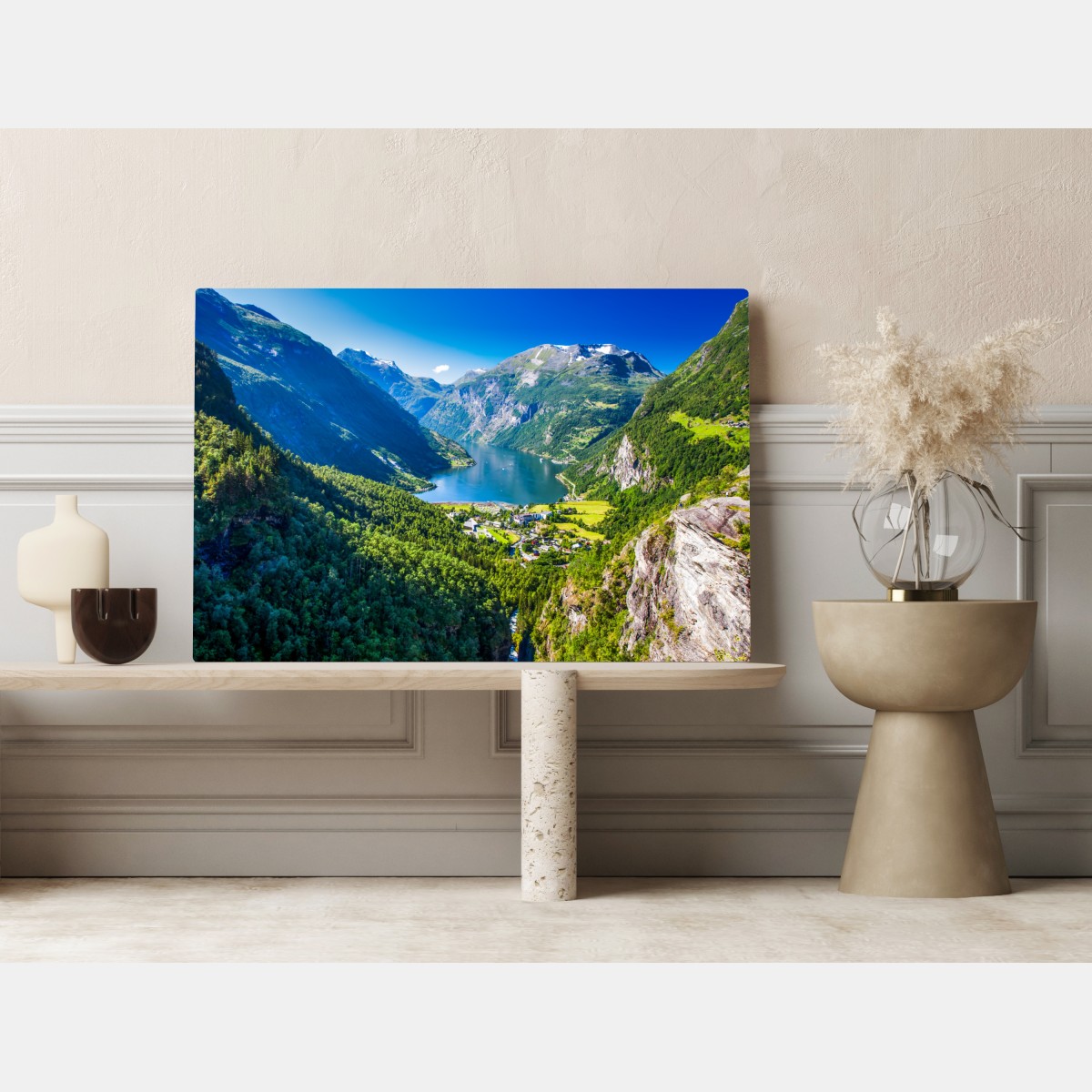 Leinwandbild Geirangerfjord bergpanorama – Wallnifity® Leinwandbild Geirangerfjord bergpanorama – Wallnifity®