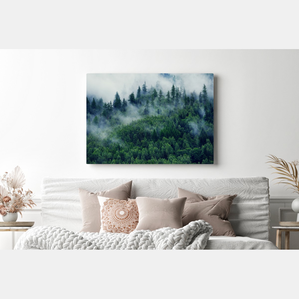 Leinwandbild nebliger grüner wald – Wallnifity® Leinwandbild nebliger grüner wald – Wallnifity®