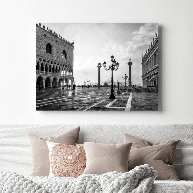 Leinwandbild Markusplatz im nebel – Wallnifity® Leinwandbild Markusplatz im nebel – Wallnifity®