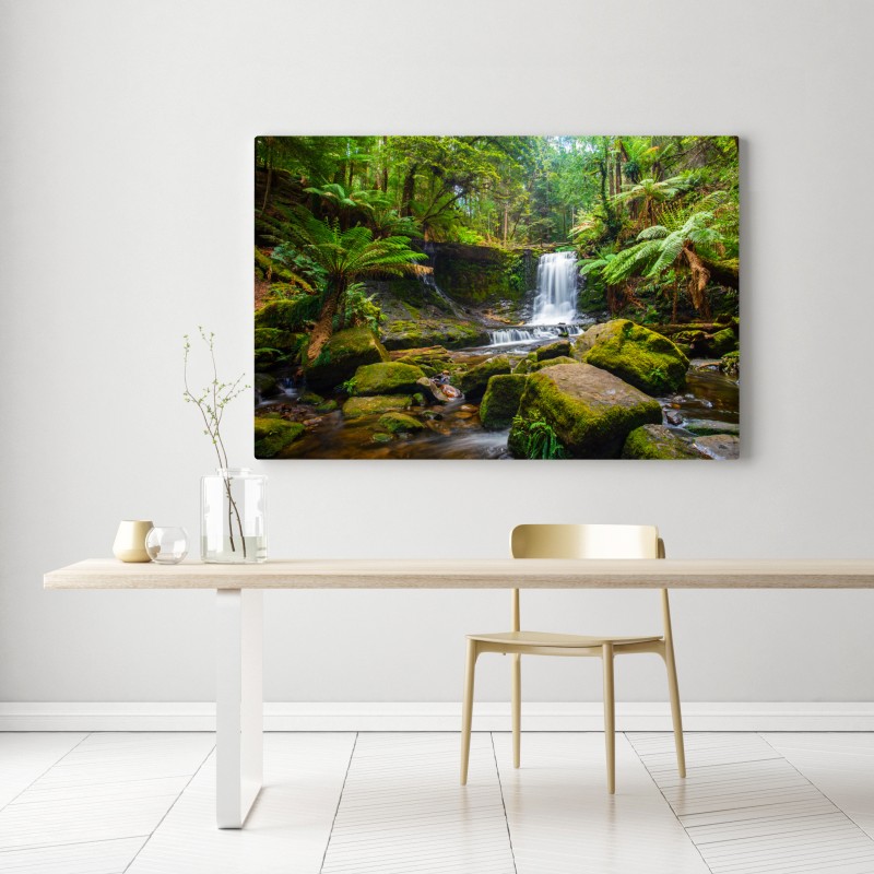 Leinwandbild üppiger waldwasserfall – Wallnifity® Leinwandbild üppiger waldwasserfall – Wallnifity®