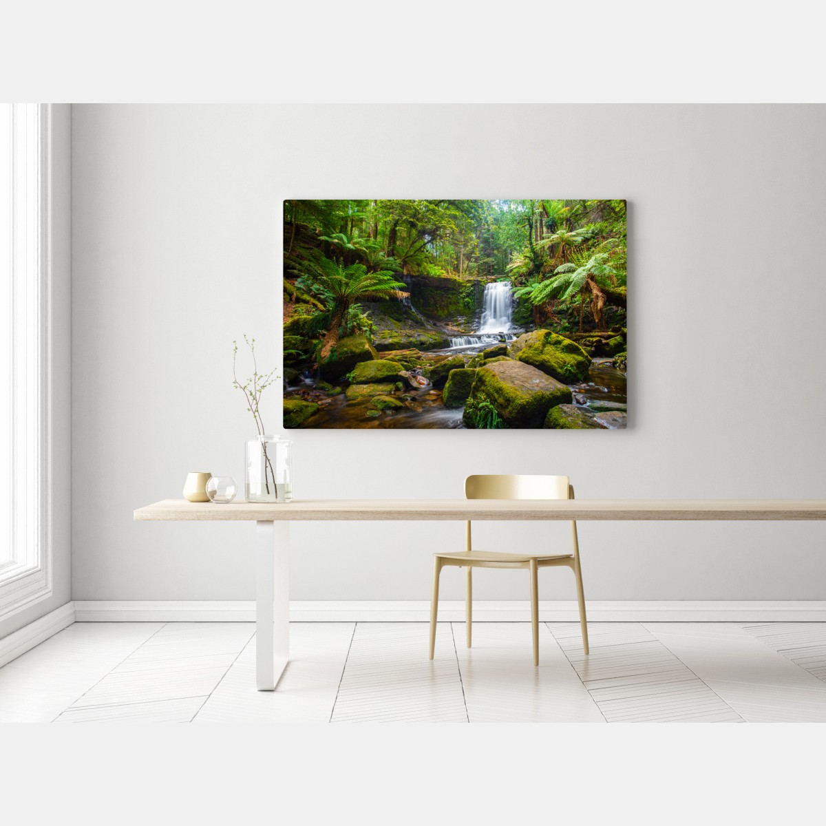 Leinwandbild üppiger waldwasserfall – Wallnifity® Leinwandbild üppiger waldwasserfall – Wallnifity®
