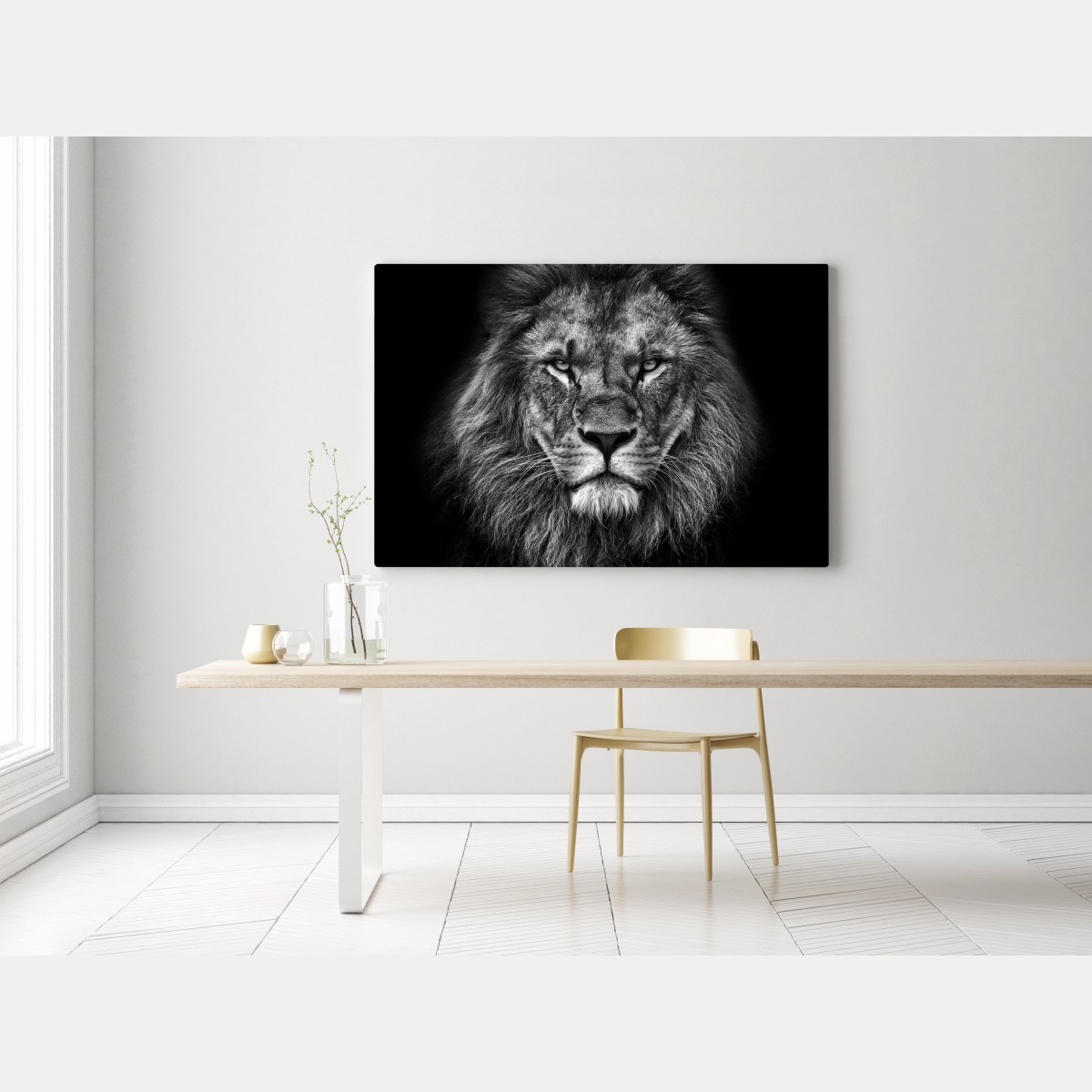 Leinwandbild majestätisches löwenportrait in monochrom – Wallnifity®