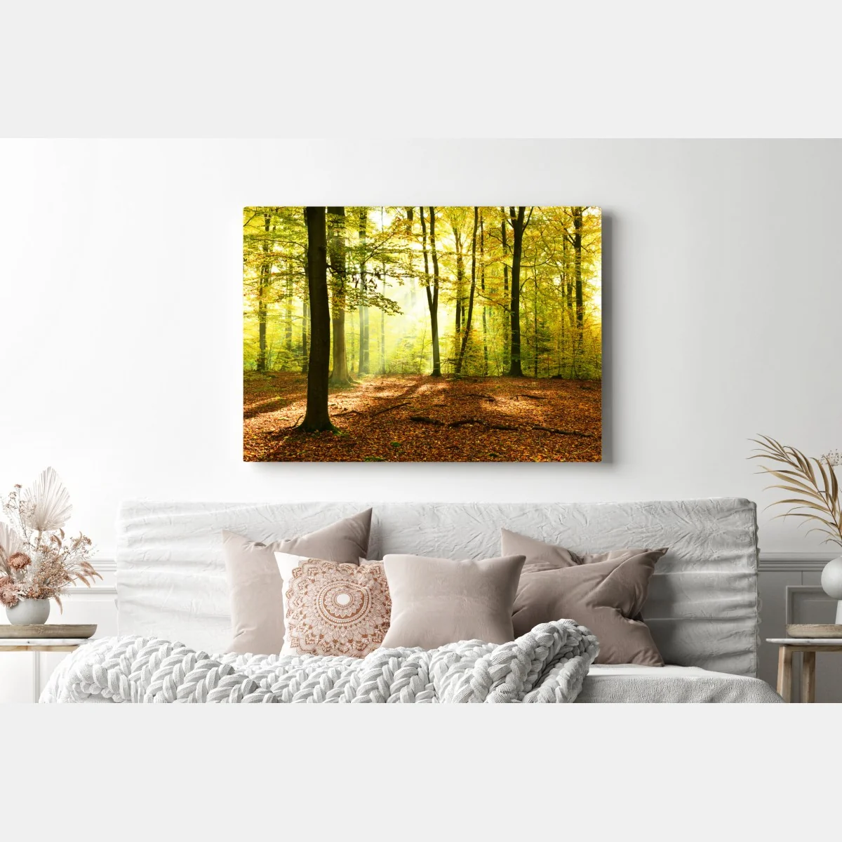 Leinwandbild goldener herbstwald am morgen – Wallnifity® Leinwandbild goldener herbstwald am morgen – Wallnifity®