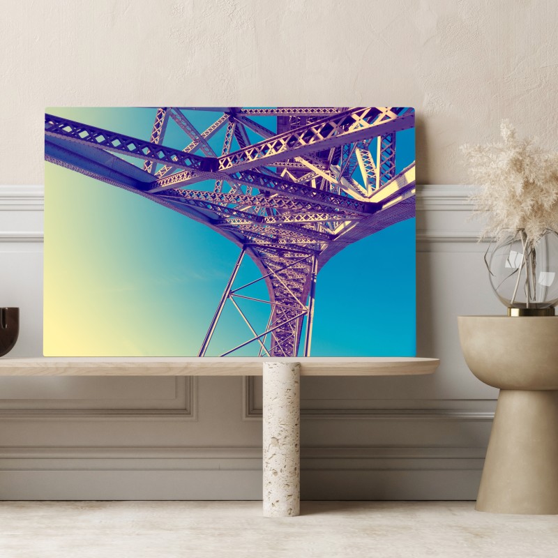 Leinwandbild abstrakte stahlbrücke in perspektive – Wallnifity® Leinwandbild abstrakte stahlbrücke in perspektive – Wallnifity®