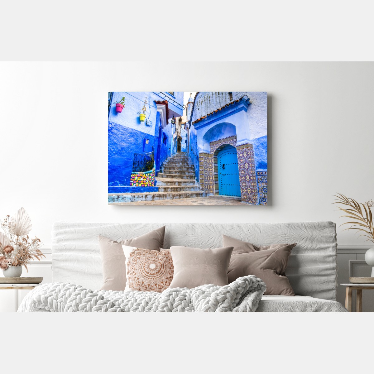 Leinwandbild blaue gasse in Chefchaouen, Marokko – Wallnifity® Leinwandbild blaue gasse in Chefchaouen, Marokko – Wallnifity®