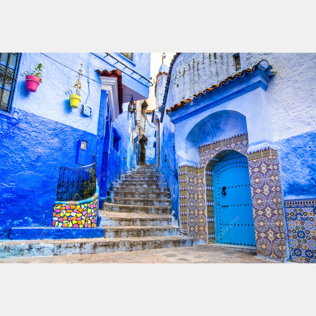 Leinwandbild blaue gasse in Chefchaouen, Marokko – Wallnifity® Leinwandbild blaue gasse in Chefchaouen, Marokko – Wallnifity®
