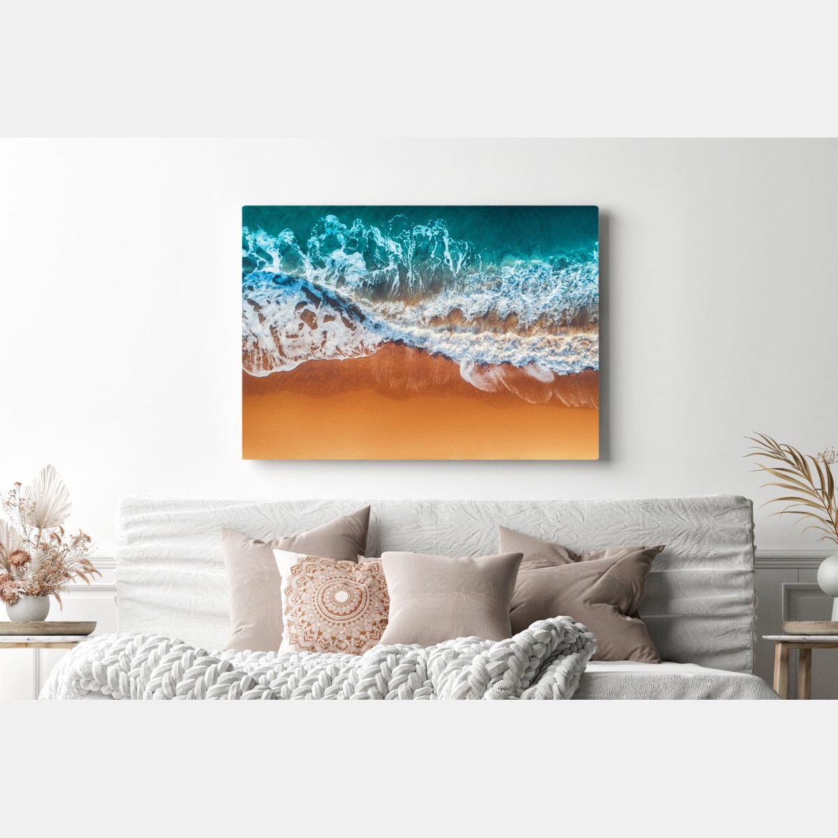 Leinwandbild luftaufnahme türkisfarbener wellen an einem sandstrand – Wallnifity® Leinwandbild luftaufnahme türkisfarbener wellen an einem sandstrand – Wallnifity®