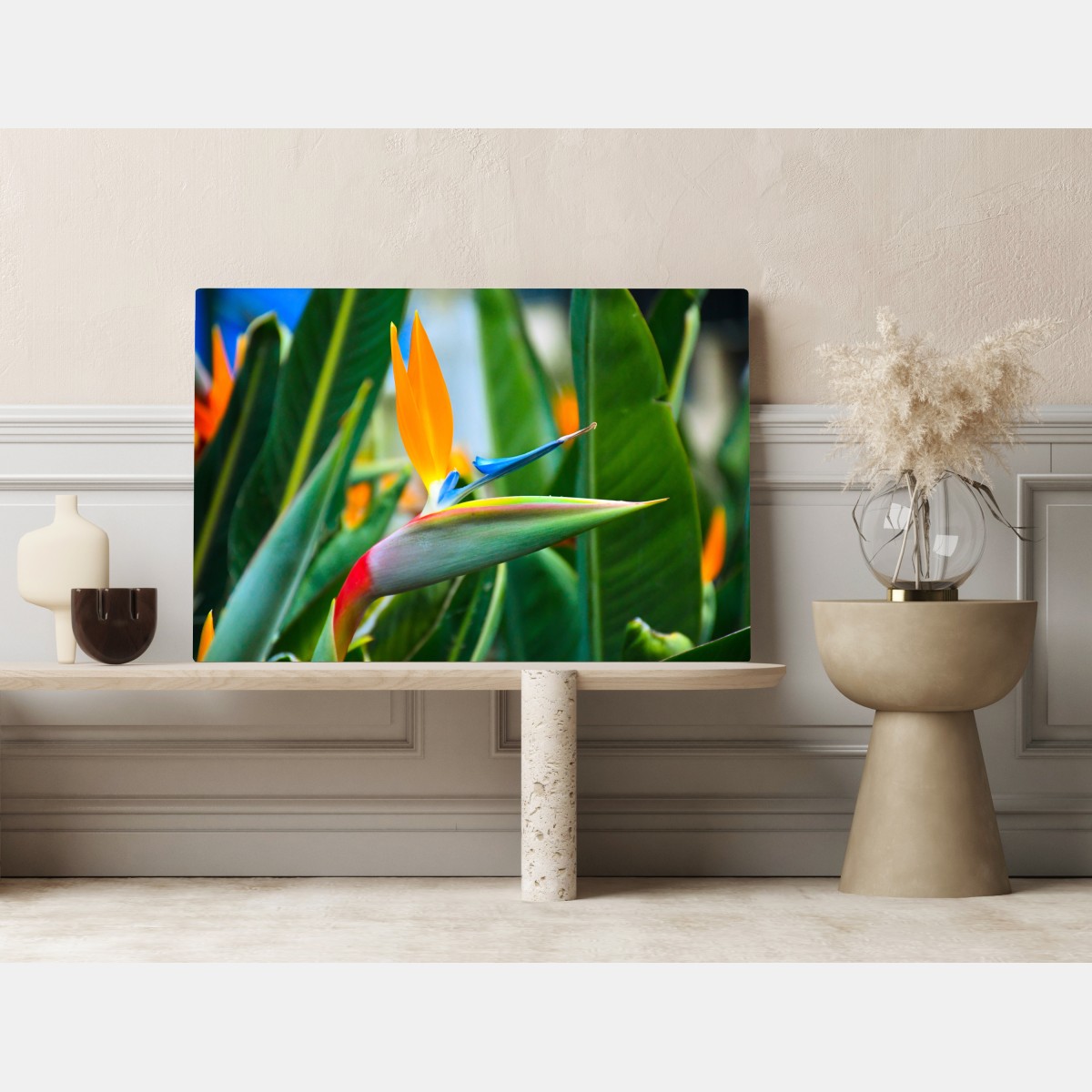 Leinwandbild leuchtende paradiesvogelblume – Wallnifity® Leinwandbild leuchtende paradiesvogelblume – Wallnifity®