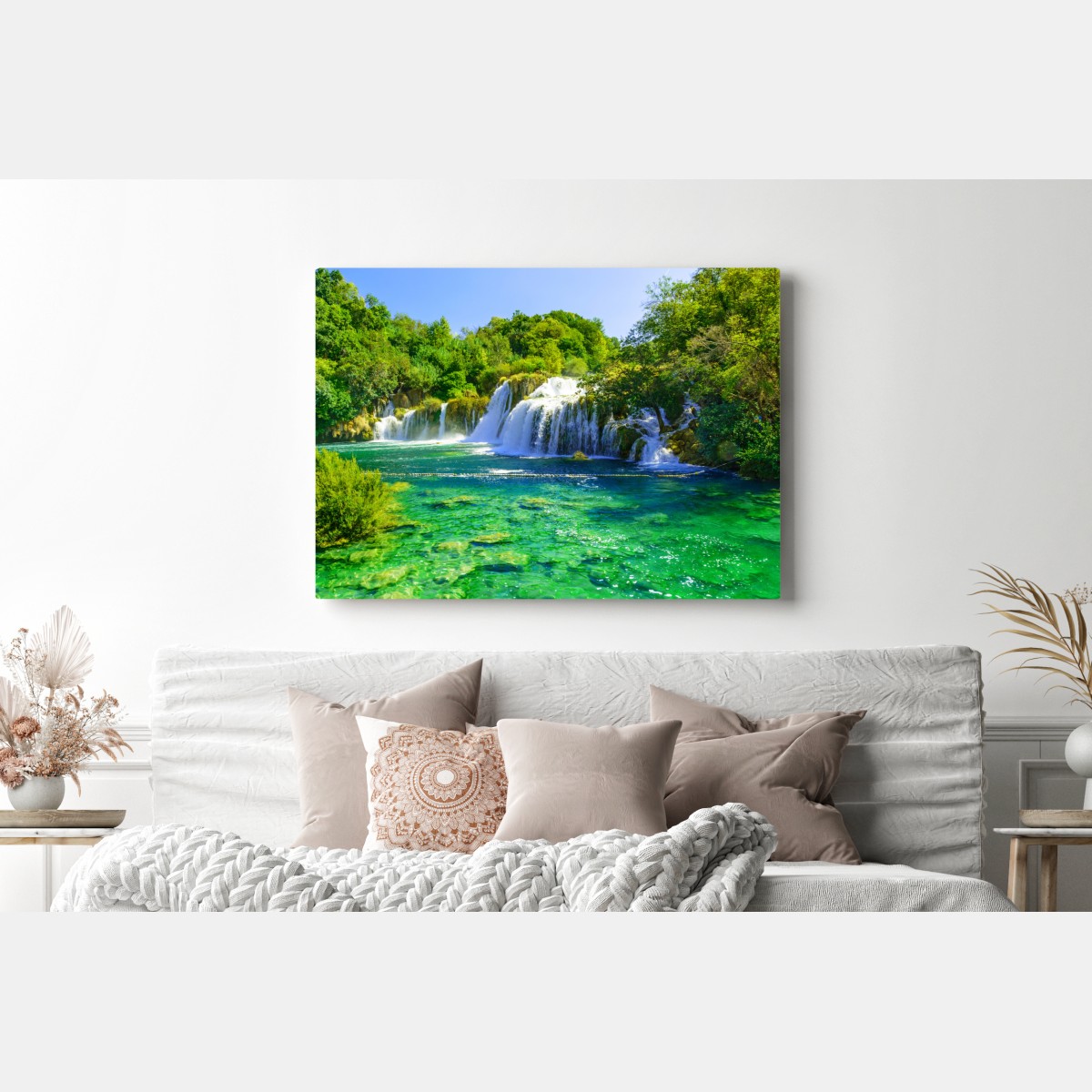 Leinwandbild smaragdgrüner wasserfall – Wallnifity® Leinwandbild smaragdgrüner wasserfall – Wallnifity®