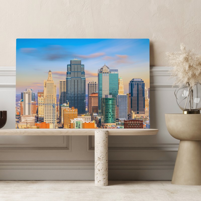 Leinwandbild Kansas City skyline bei sonnenuntergang – Wallnifity® Leinwandbild Kansas City skyline bei sonnenuntergang – Wallnifity®