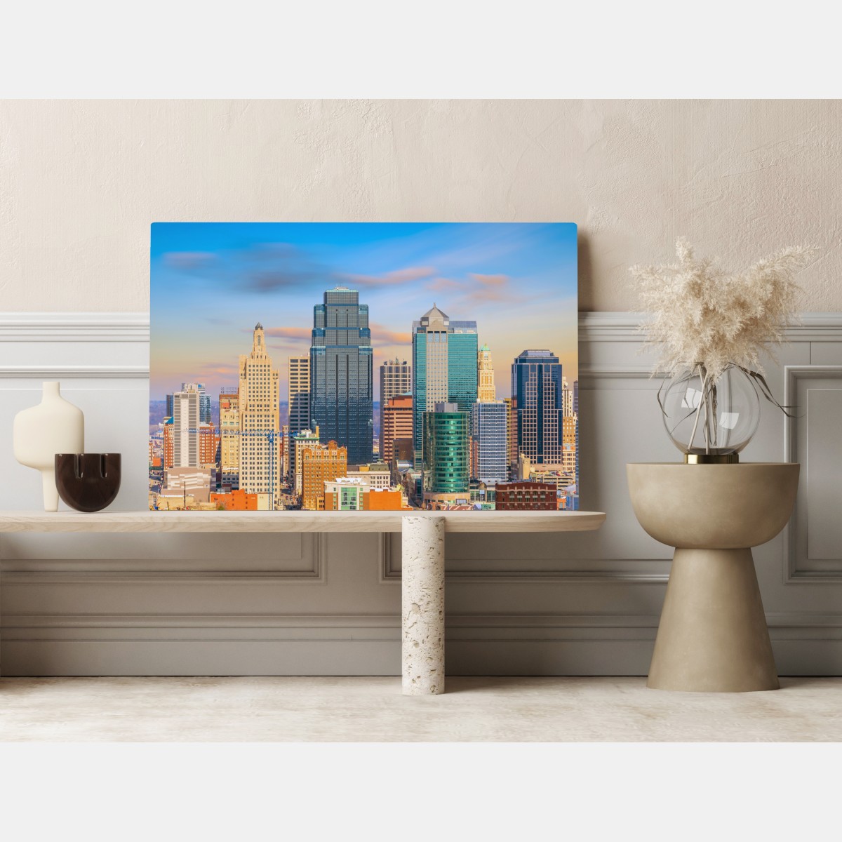 Leinwandbild Kansas City skyline bei sonnenuntergang – Wallnifity® Leinwandbild Kansas City skyline bei sonnenuntergang – Wallnifity®