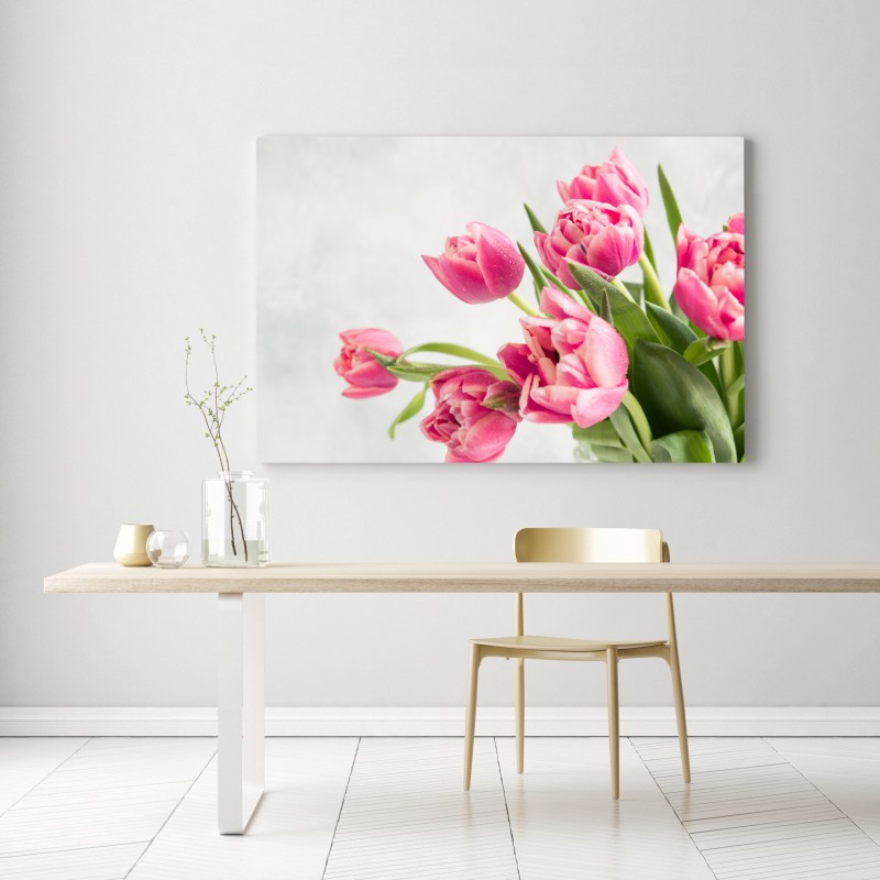 Leinwandbild eleganter strauß rosa tulpen – Wallnifity® Leinwandbild eleganter strauß rosa tulpen – Wallnifity®