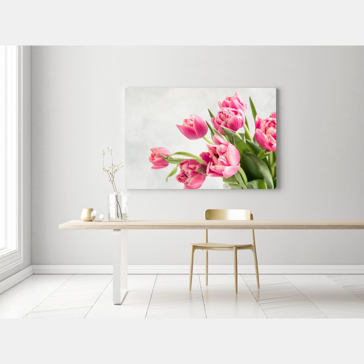 Leinwandbild eleganter strauß rosa tulpen – Wallnifity® Leinwandbild eleganter strauß rosa tulpen – Wallnifity®
