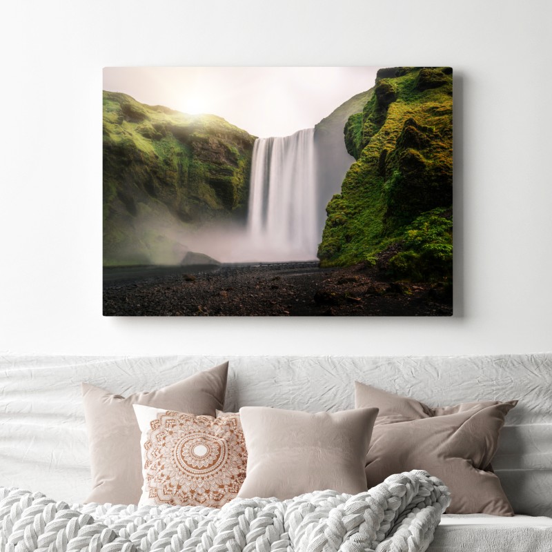 Leinwandbild majestätischer wasserfall Skogafoss – Wallnifity® Leinwandbild majestätischer wasserfall Skogafoss – Wallnifity®