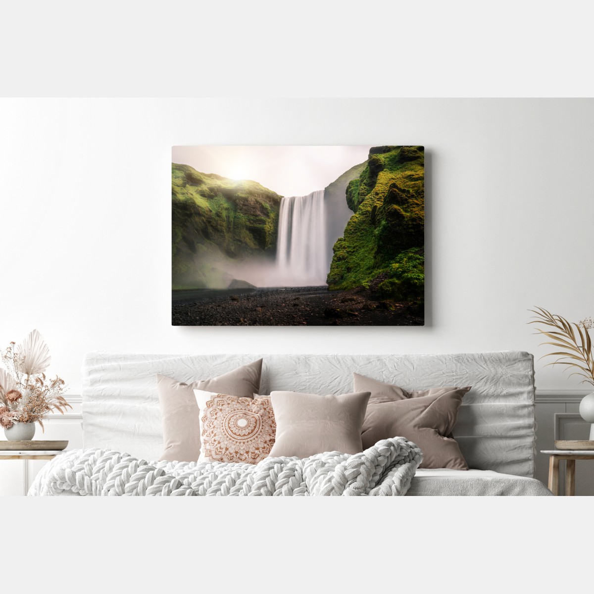 Leinwandbild majestätischer wasserfall Skogafoss – Wallnifity® Leinwandbild majestätischer wasserfall Skogafoss – Wallnifity®