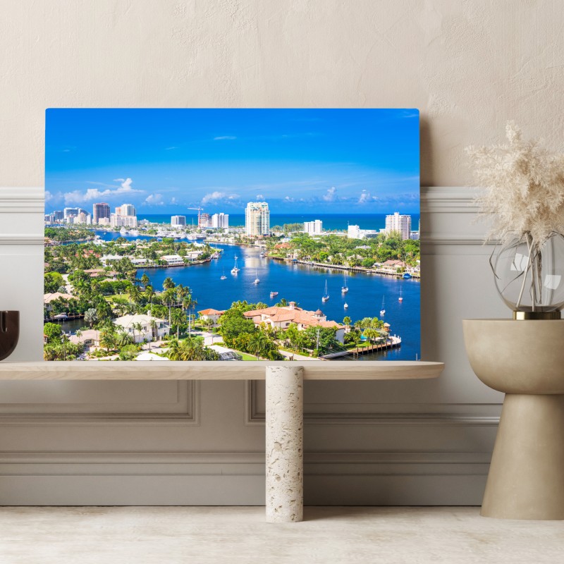 Leinwandbild Fort Lauderdale stadtskyline am meer – Wallnifity® Leinwandbild Fort Lauderdale stadtskyline am meer – Wallnifity®