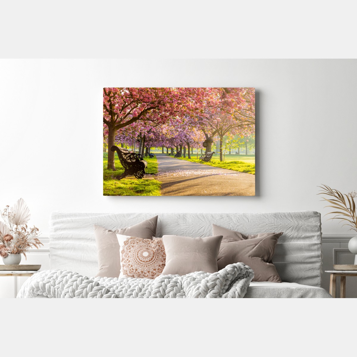 Leinwandbild kirschblütenallee im frühling – Wallnifity® Leinwandbild kirschblütenallee im frühling – Wallnifity®