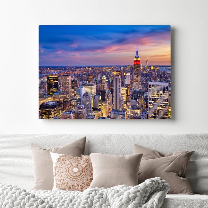 Leinwandbild New York skyline bei dämmerung – Wallnifity® Leinwandbild New York skyline bei dämmerung – Wallnifity®