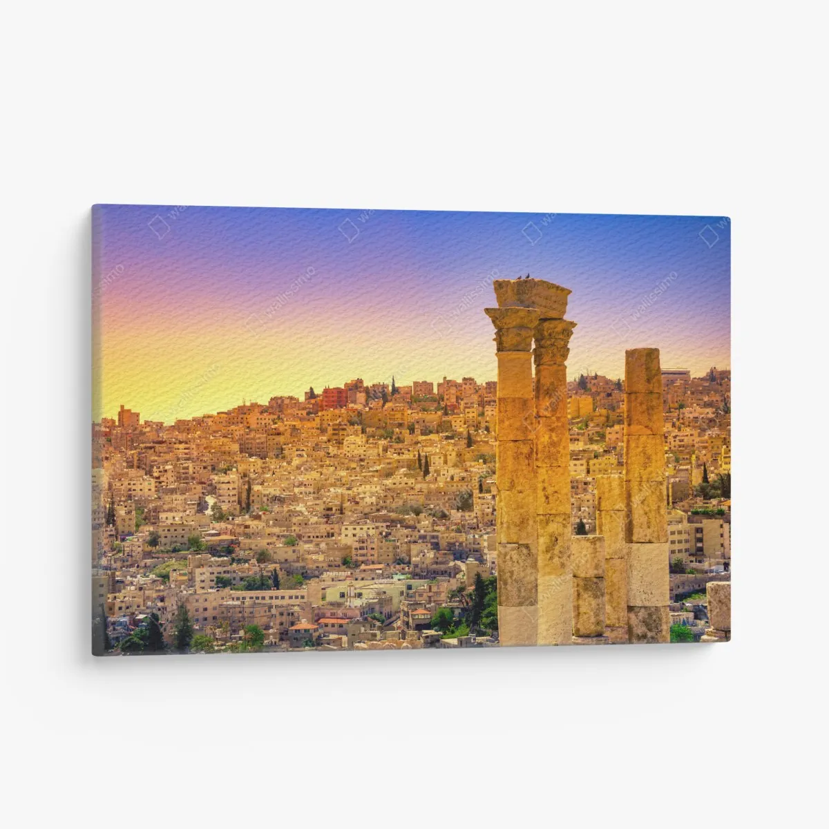 Leinwandbild goldene Amman skyline mit antiken säulen – Wallnifity® Leinwandbild goldene Amman skyline mit antiken säulen – Wallnifity®