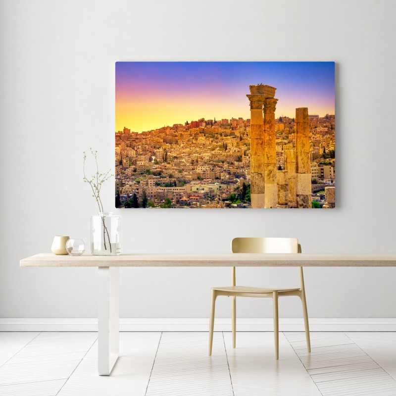 Leinwandbild goldene Amman skyline mit antiken säulen – Wallnifity® Leinwandbild goldene Amman skyline mit antiken säulen – Wallnifity®