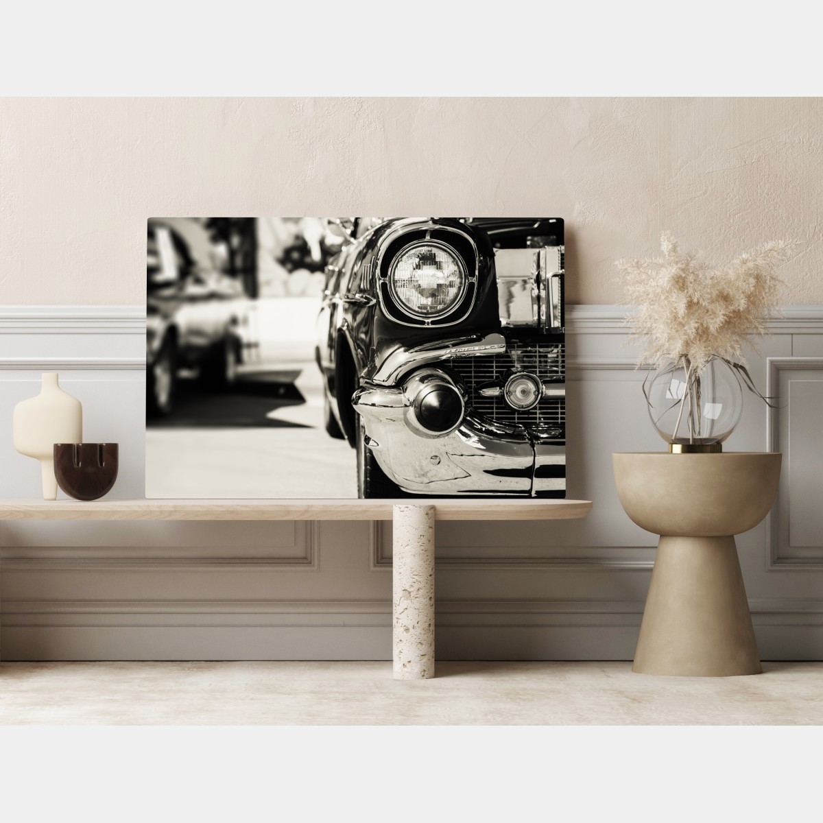 Leinwandbild vintage chrom klassisches auto nahaufnahme – Wallnifity® Leinwandbild vintage chrom klassisches auto nahaufnahme – Wallnifity®