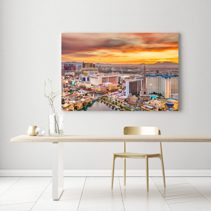 Leinwandbild Las Vegas skyline bei sonnenuntergang – Wallnifity® Leinwandbild Las Vegas skyline bei sonnenuntergang – Wallnifity®