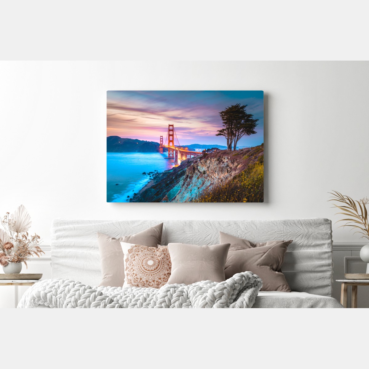 Leinwandbild Golden Gate Bridge bei dämmerung – Wallnifity® Leinwandbild Golden Gate Bridge bei dämmerung – Wallnifity®