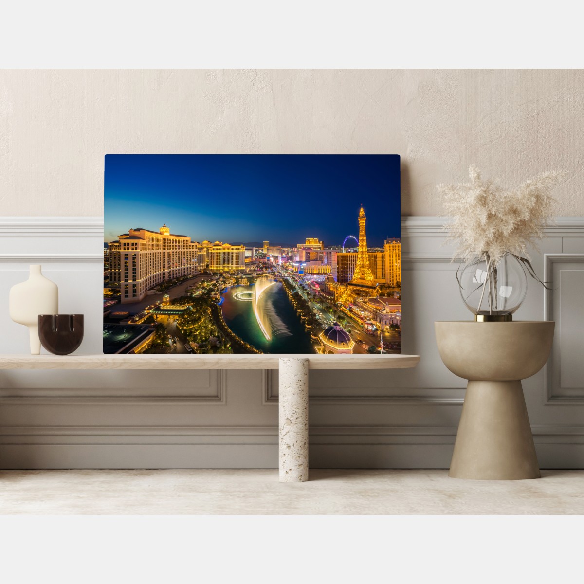 Leinwandbild Las Vegas skyline bei nacht – Wallnifity® Leinwandbild Las Vegas skyline bei nacht – Wallnifity®